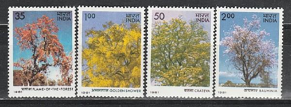 Цветущие Деревья, Индия 1981, 4 марки